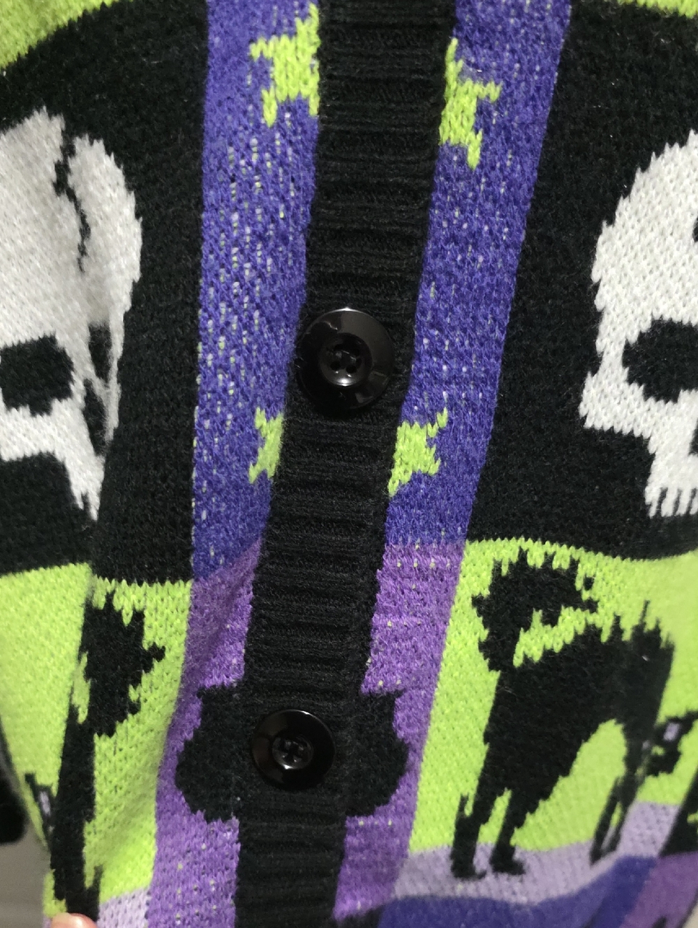 Dolls Kill Trickz N' Treatz Spooked Straight Oversized Knit Halloween Cardi XXS - Picture 9 of 12